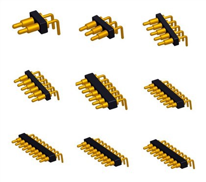स्पिंग-लोडेड राइट एंगल पोगो पिन कनेक्टर